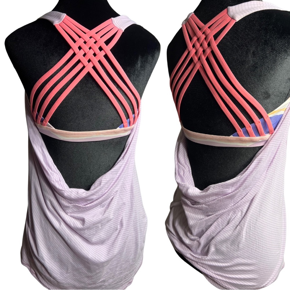 EUC Lululemon Wild Tank Size 6 Color heathered pretty purple/bleacher stripe
